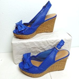 Apt.9 Wedge Platform Slingback Shoes Women's Size 6 Blue